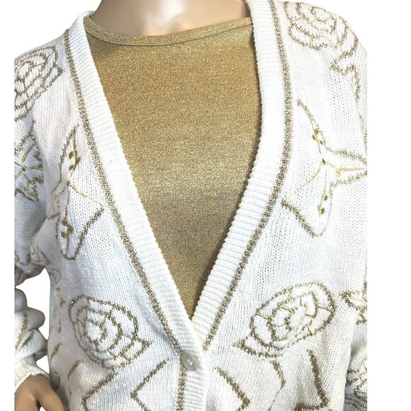 Cervelle Cardigan Sweater Women’s Large Abstract Geometric Embroidery VTG 90s - Picture 14 of 14